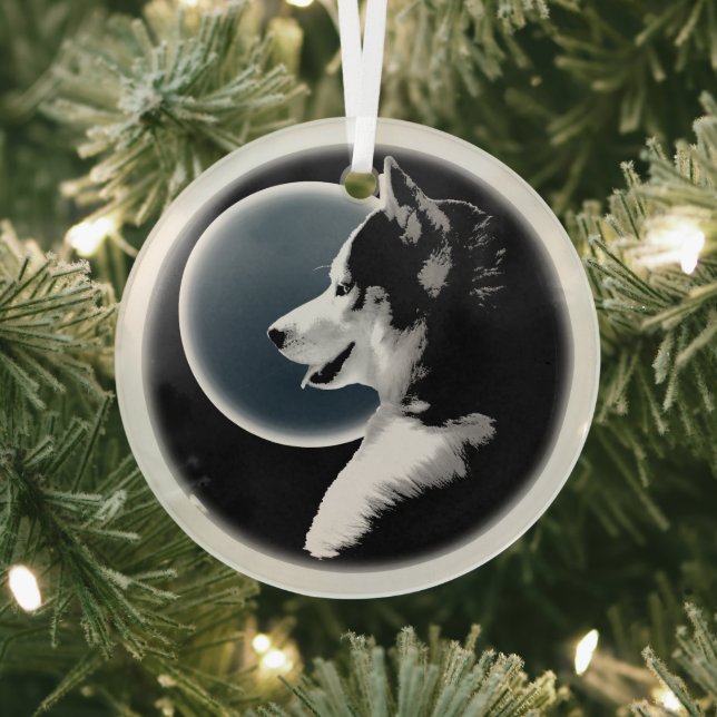 Husky Ornament Personalised Wolf Dog Decoration (Insitu)