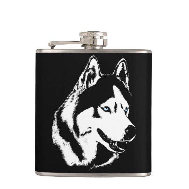 Husky Personalised Flask Husky Dog Drink Flask (Front)