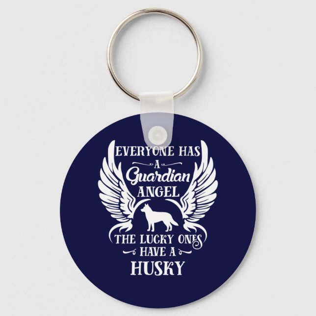 Husky pet dog guardian angel key ring (Front)