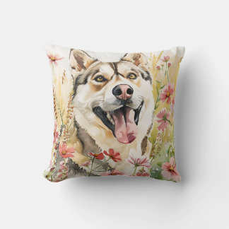 Husky Pillow – Watercolor Dog Home Décor