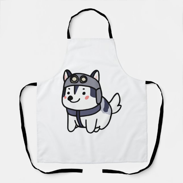 Husky Pilot Dog Lover Malamute Apron (Front)