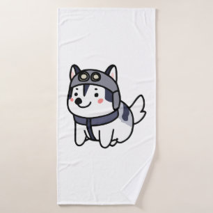 Husky Pilot Dog Lover Malamute Bath Towel