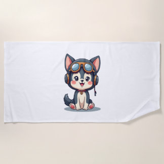 Husky Pilot Dog Lover Malamute Beach Towel