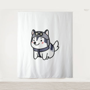 Husky Pilot Dog Lover Malamute Tapestry