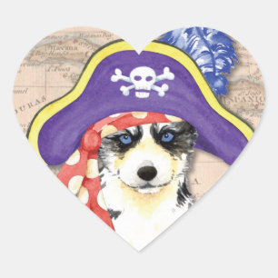 Husky Pirate Heart Sticker