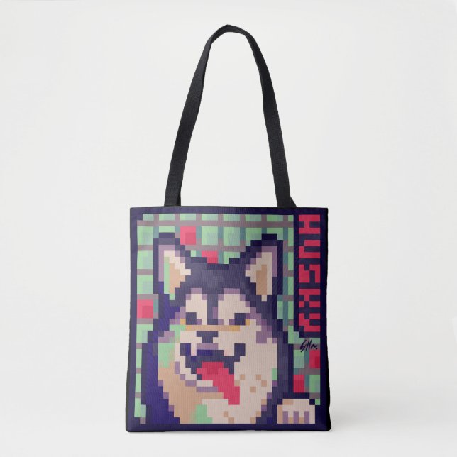 Husky, Pixel Art, pixelart Tote Bag (Front)