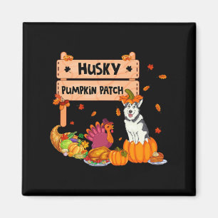 Husky Pumpkin Patch Thanksgiving Dog In Pumpkin Fa Magnet