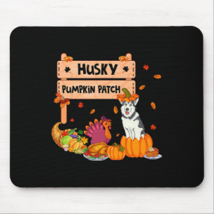 Husky Pumpkin Patch Thanksgiving Dog In Pumpkin Fa Mouse Pad