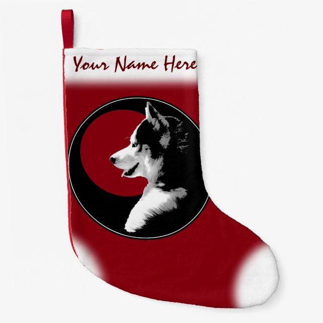 Husky Pup Christmas Stocking Custom Husky Stocking (Front)