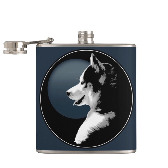Husky Pup Flask Custom Siberian Husky Drink Flask (Opened)
