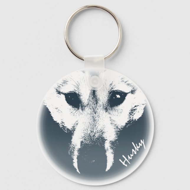Husky Pup Keychain Husky Wolf Dog Custom Keychains (Front)