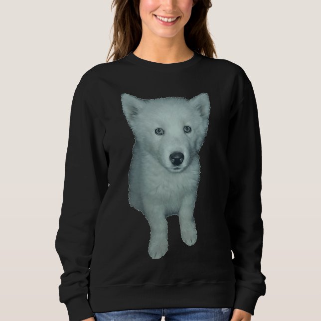 Husky Puppy Blue Eyes Sweatshirt (Front)
