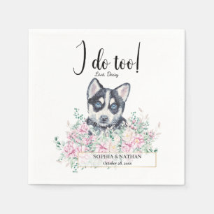 Husky Puppy Dog Wedding Cocktail Napkins