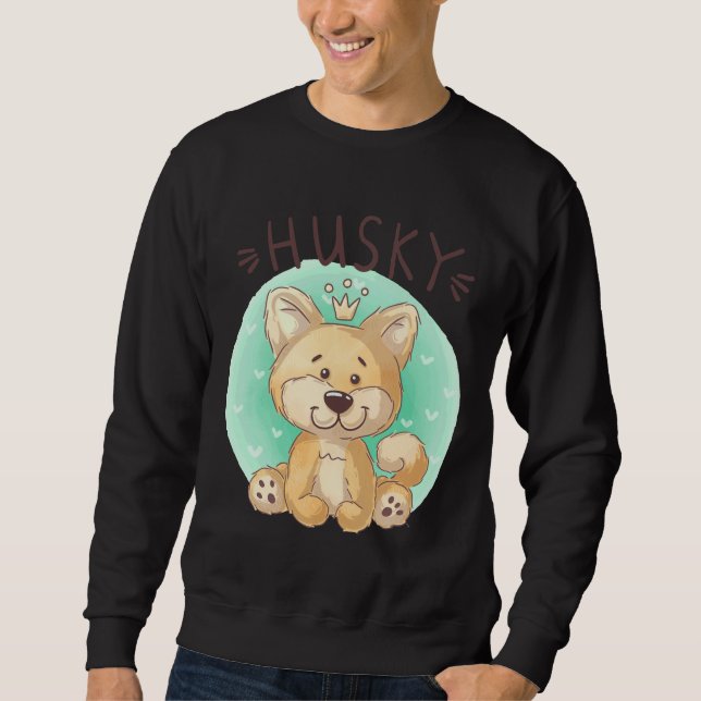Husky Puppy King Style Sweatshirt (Front)