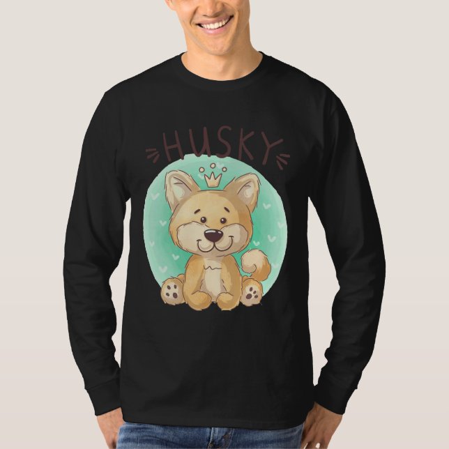 Husky Puppy King Style T-Shirt (Front)