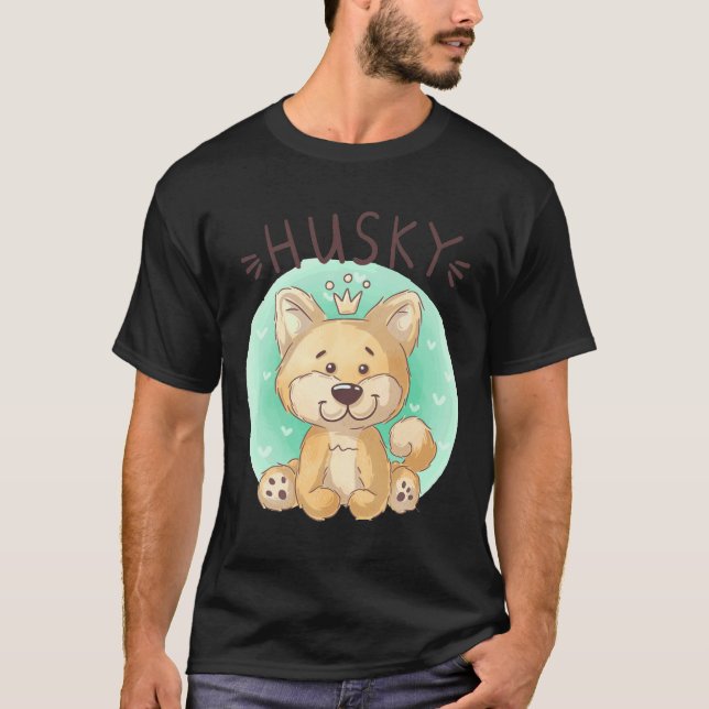 Husky Puppy King Style T-Shirt (Front)