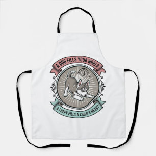 Husky Puppy Shirt Vintage Engraving Kid's Best Bud Apron