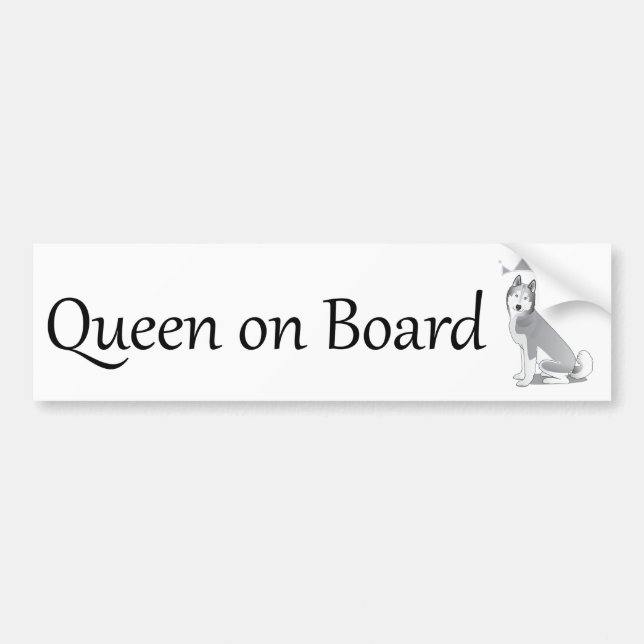 Husky Queen on Board Bumper Sticker (Front)