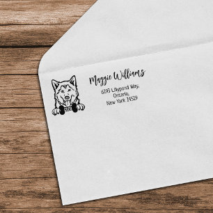 Husky Return Address, Dog Breed Rubber Stamp