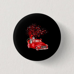 Husky Riding Red Truck Valentine Butterfly Heart 3 Cm Round Badge