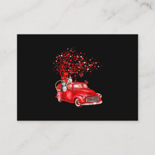 Husky Riding Red Truck  Valentine Butterfly Heart Enclosure Card