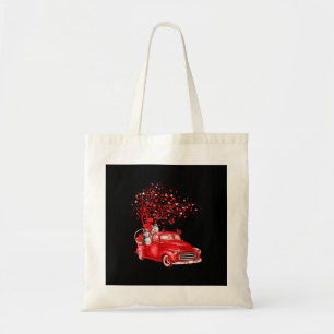 Husky Riding Red Truck Valentine Butterfly Heart Tote Bag