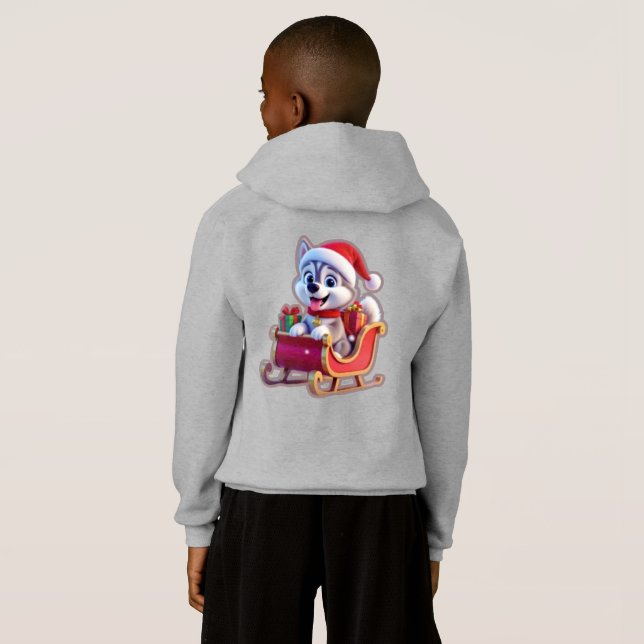 Husky Riding Santa’s Sleigh – Cute 3D Christmas Ca (Back Full)