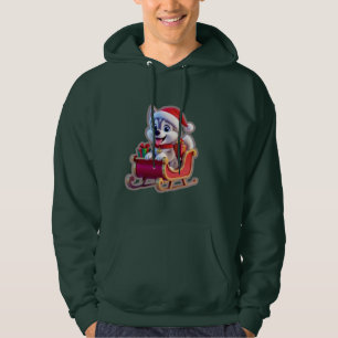 Husky Riding Santa’s Sleigh – Cute 3D Christmas Ca Hoodie