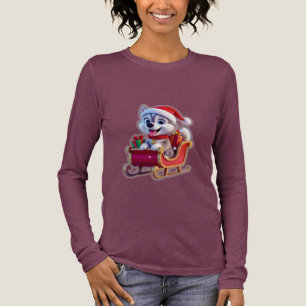 Husky Riding Santa’s Sleigh – Cute 3D Christmas Ca Tri-Blend Shirt