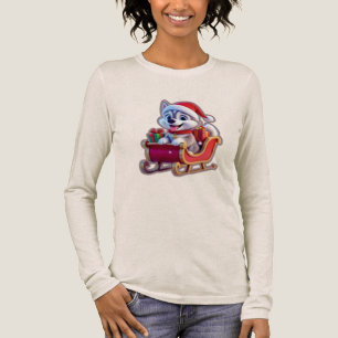 Husky Riding Santa’s Sleigh – Cute 3D Christmas Ca Tri-Blend Shirt