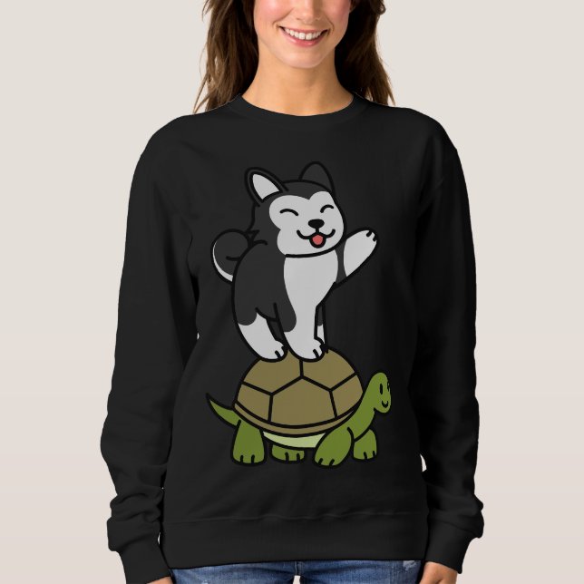 Husky Riding Tortoise Sweatshirt (Front)
