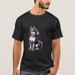 Husky Santa Claus Hat Merry Christmas Dog X Mas Do T-Shirt