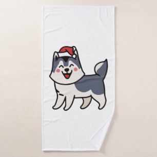Husky Santa Dog Lover Malamute Bath Towel