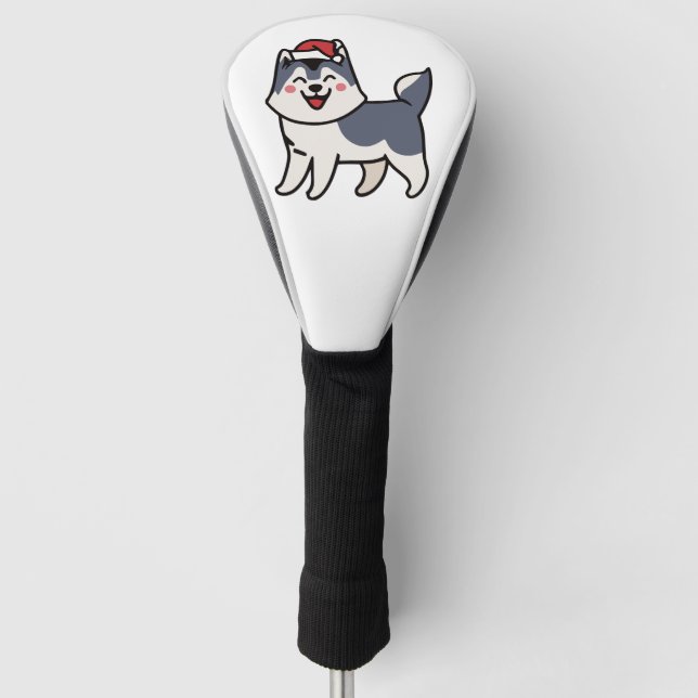 Husky Santa Dog Lover Malamute Golf Head Cover (Front)