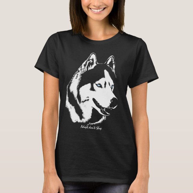 Husky Shirt Adopt Don't Shop Sled Dog Shirt Dress (Front)
