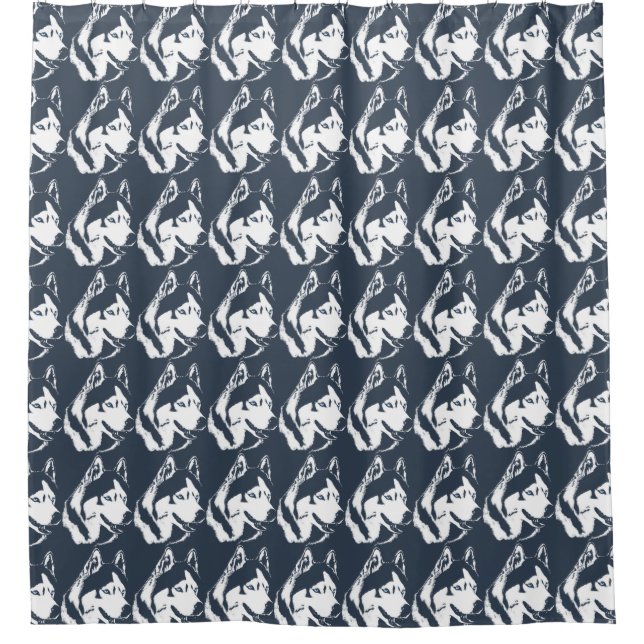 Husky Shower Curtain Husky Malamute Bath Decor (Front)