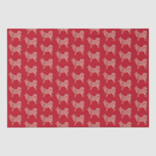 Husky Siberian Cute Dog Christmas Silhouette Red Tissue Paper