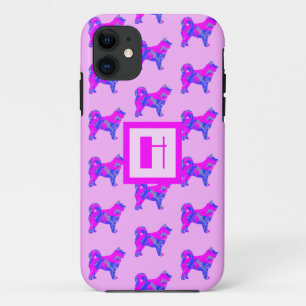 Husky Siberian Dog Lover Pink & Blue Monogram Case-Mate iPhone Case