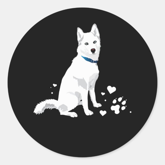 Husky Siberian Husky Sweet White Snow Dog Classic Round Sticker (Front)