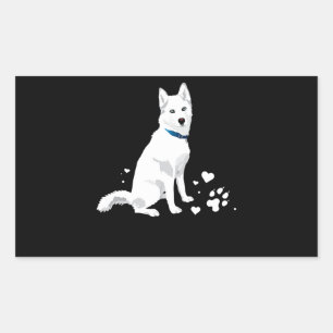 Husky Siberian Husky Sweet White Snow Dog Rectangular Sticker