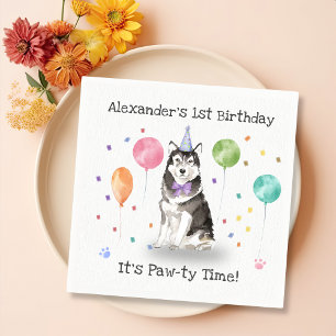 Husky Sibir Dog Birthday Party Napkin