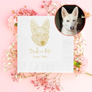 Husky Sibir Dog Personalised Drink On Me Napkin