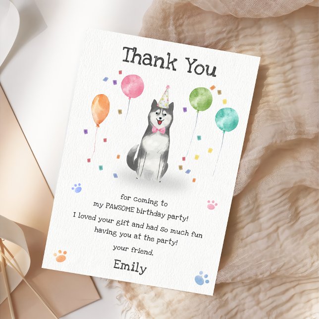 Husky Sibir Puppy Dog Birthday Thank You Card (Creator Uploaded)