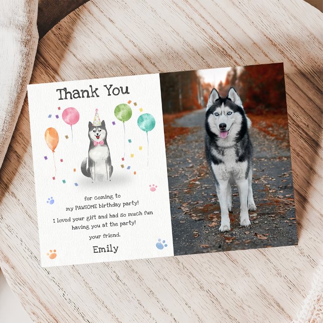 Husky Sibir Puppy Dog Birthday Thank You Card  (Creator Uploaded)