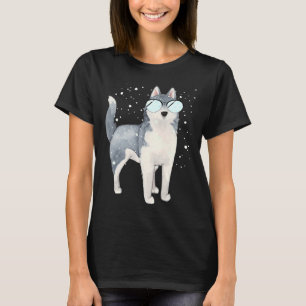 Husky Sled Dog With Windshield Wiper Glasses T-Shirt