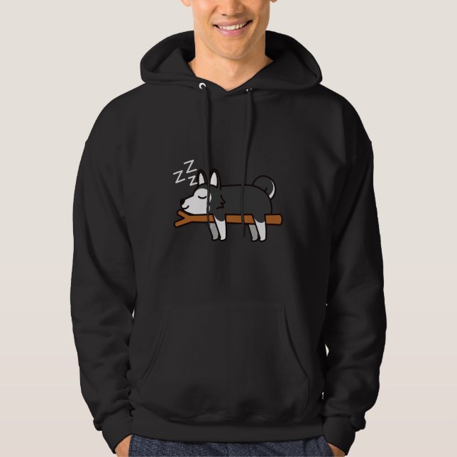 Husky Sleeping Lazy Hoodie (Front)