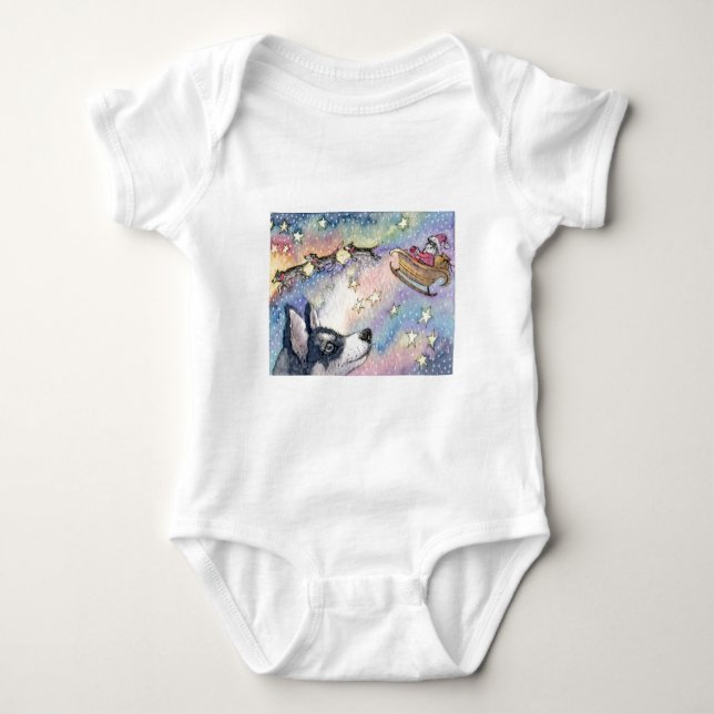 Husky Sleigh Dogs Baby Bodysuit (Front)