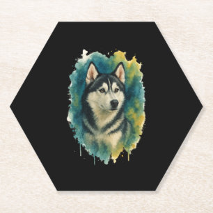 Husky Spirit Watercolor Majesty Paper Coaster
