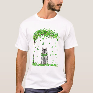Husky St Patricks Day Lover Irish Shamrock Dog Lov T-Shirt