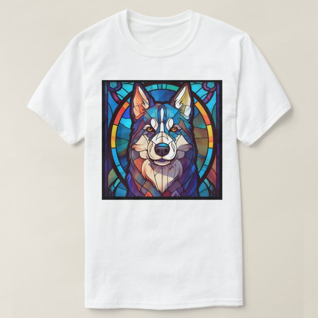 Husky Stained Glass Art T-Shirt (Design Front)